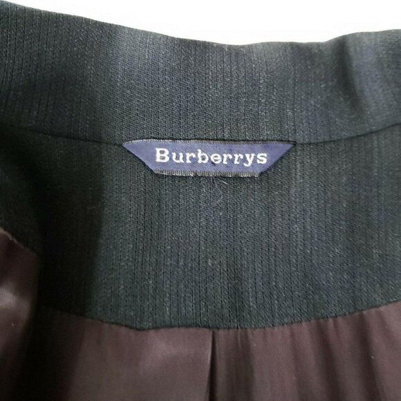 Vintage 80s Burberrys Womens Black Wool Cashmere Jacket Skirt Suit Set Size 10 - Picture 9 of 12